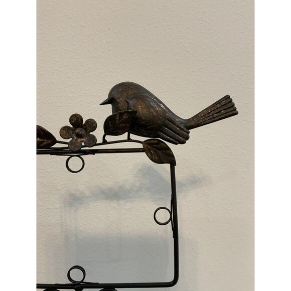 Vtg Wrought Iron Bird Floral Picture Card Holder Tabletop Display Stand Photos - Picture 2 of 7